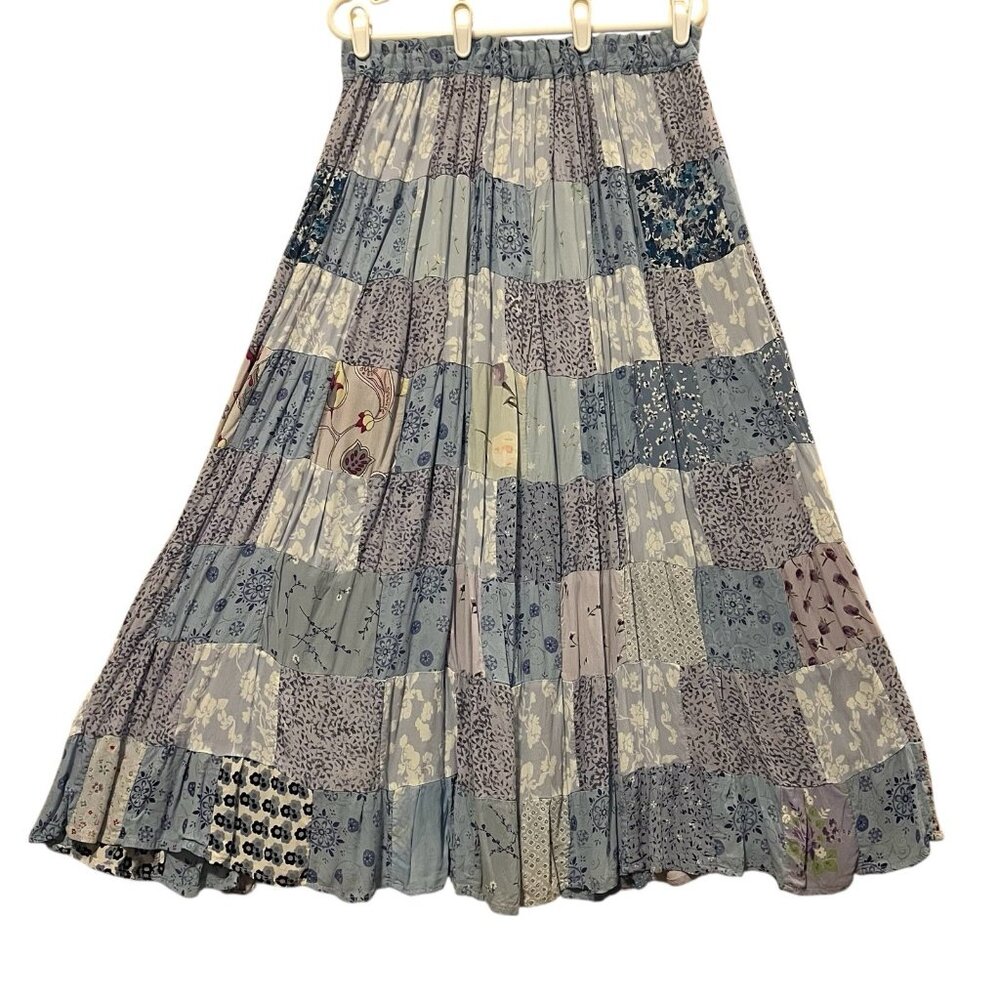 Advantage Maxi Skirt Patchwork Elastic Waist Plus Size 1X Boho Hippie Festival - Picture 2 of 10
